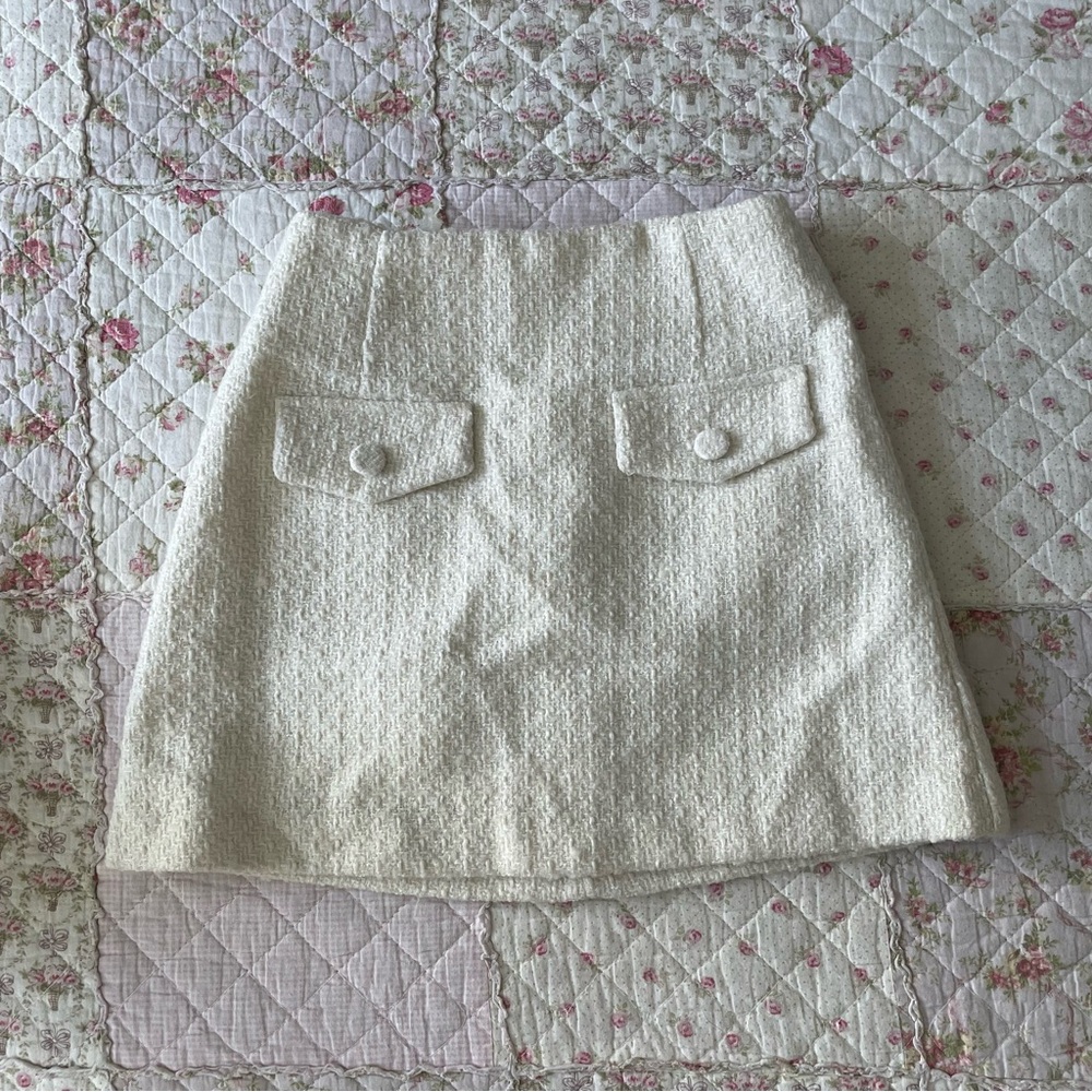 Creme boucle tweed two piece chic girly set - Picture 3 of 7